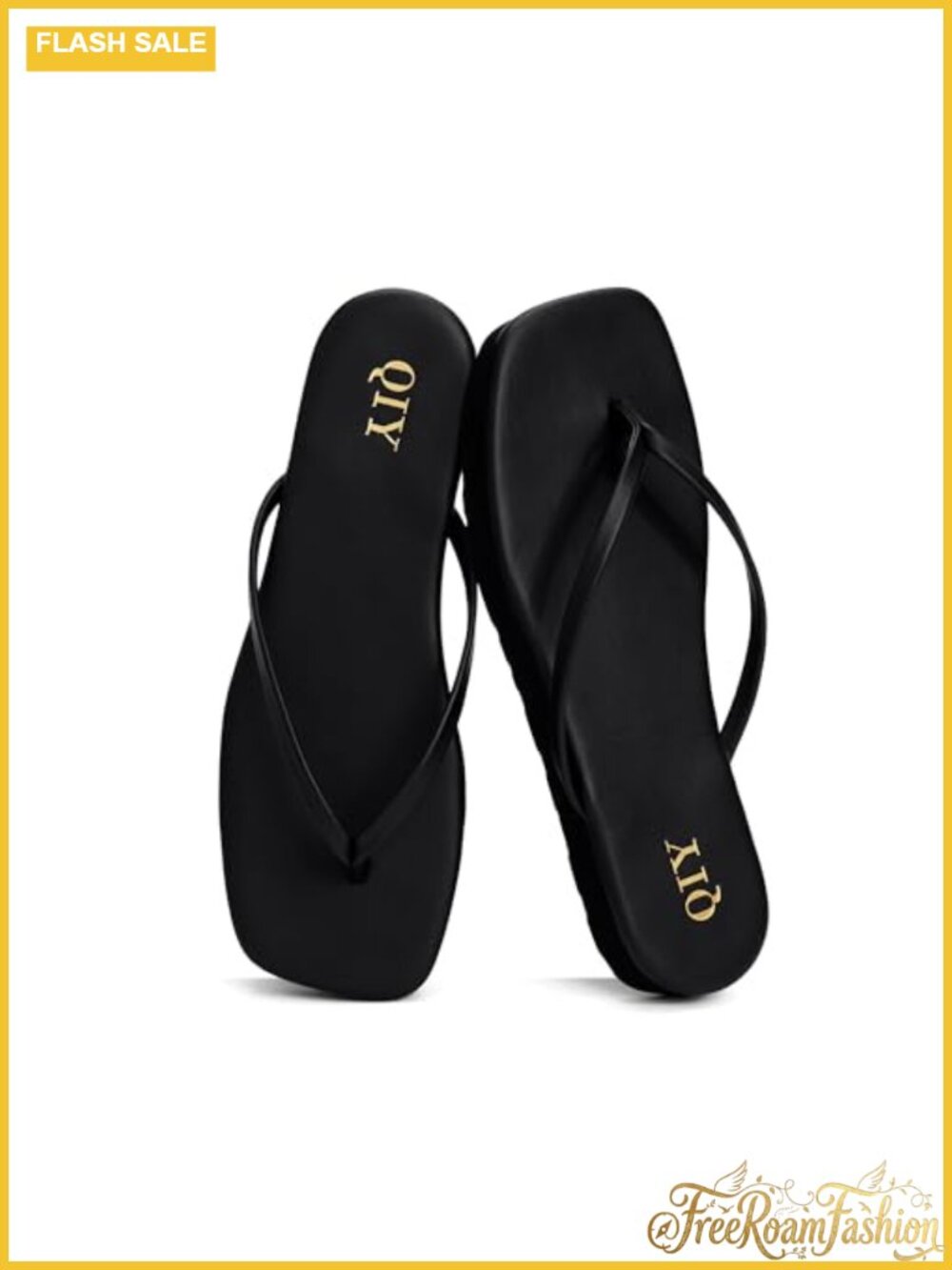 Faux Leather Square Toe Platform Flip Flops Memory Foam Slides